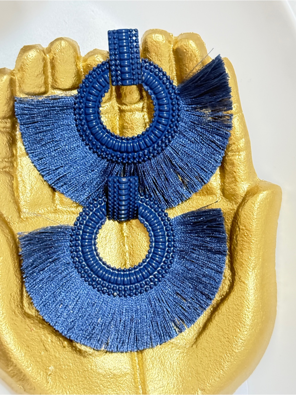 Natasha, Navy Blue, Fringe Earrings